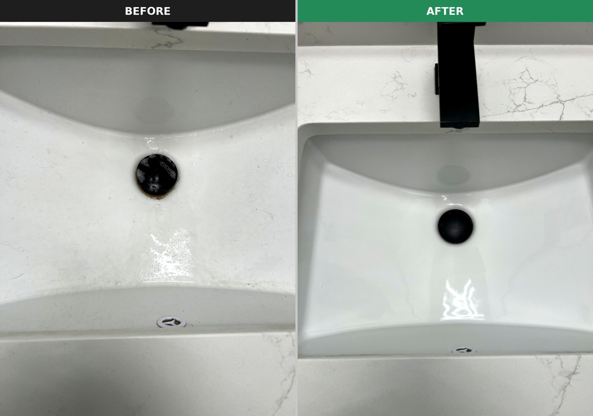 Bathroom sink before and after